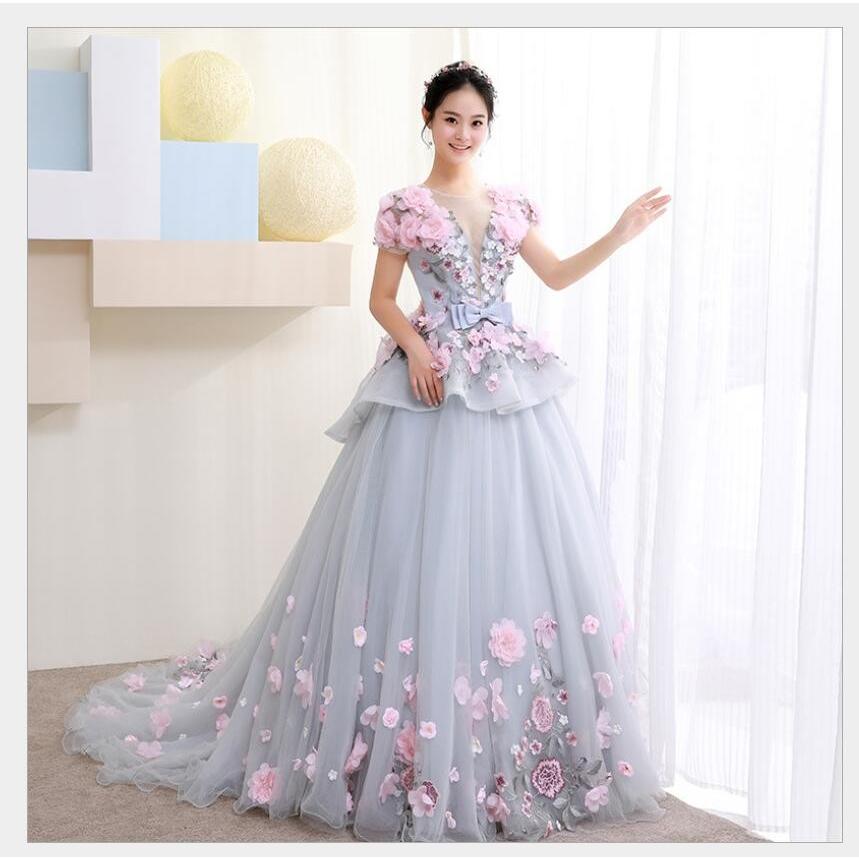 花柄 プリンセスドレス パーティードレス ロングドレス ウェディングドレス 披露宴 結婚式 演奏会 ステージ衣装 セクシー 着痩せ 30代40代 発表会-457 12,523円