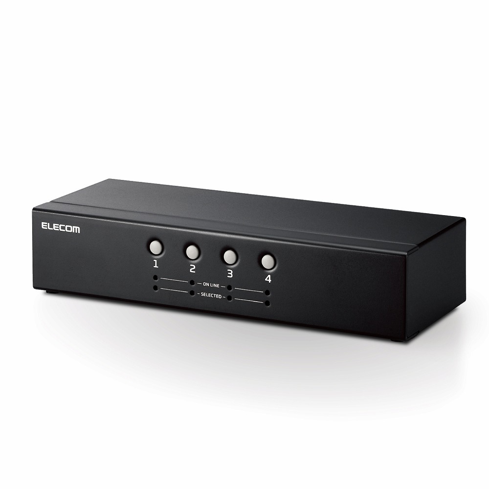 エレコム KVMスイッチ パソコン4台 切替器 バスパワー駆動 ディスプレイエミュレーション機能 KVMNVXSN4