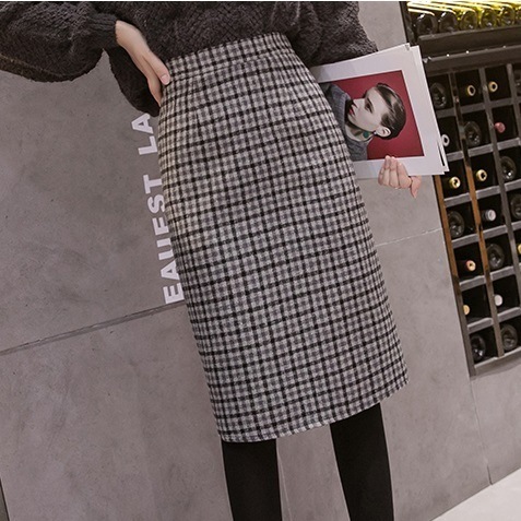 【送料無料】レディース スカート チェック柄 ハイウエスト ウール Aライン 大人可愛い