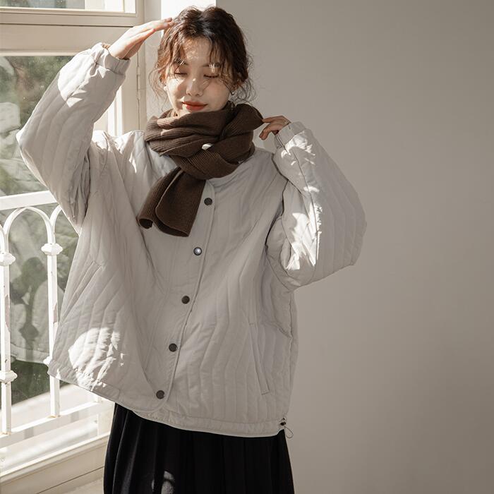暖かい キルティングジャケット 防寒 シンプル 羽織り ジャケット カジュアル トップス ポケット付き アウター 中綿 インナージャケット ボタン 秋 コート 冬 ホワイト 軽い ファスナー レディー