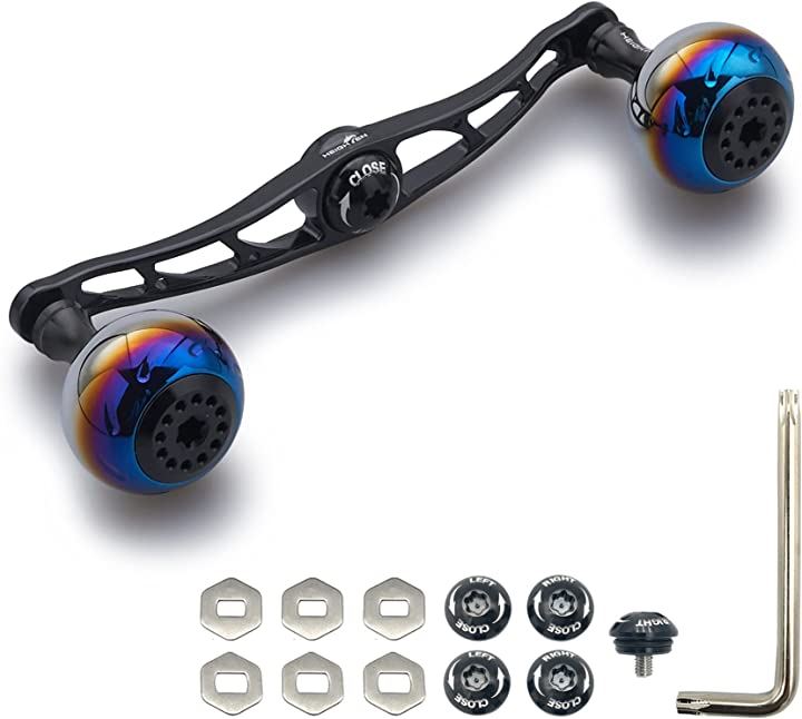 リール ハンドル シマノ ダイワ アブガルシア 通用 ベイトリール Aurora Series 373(ブラック, 130mm)