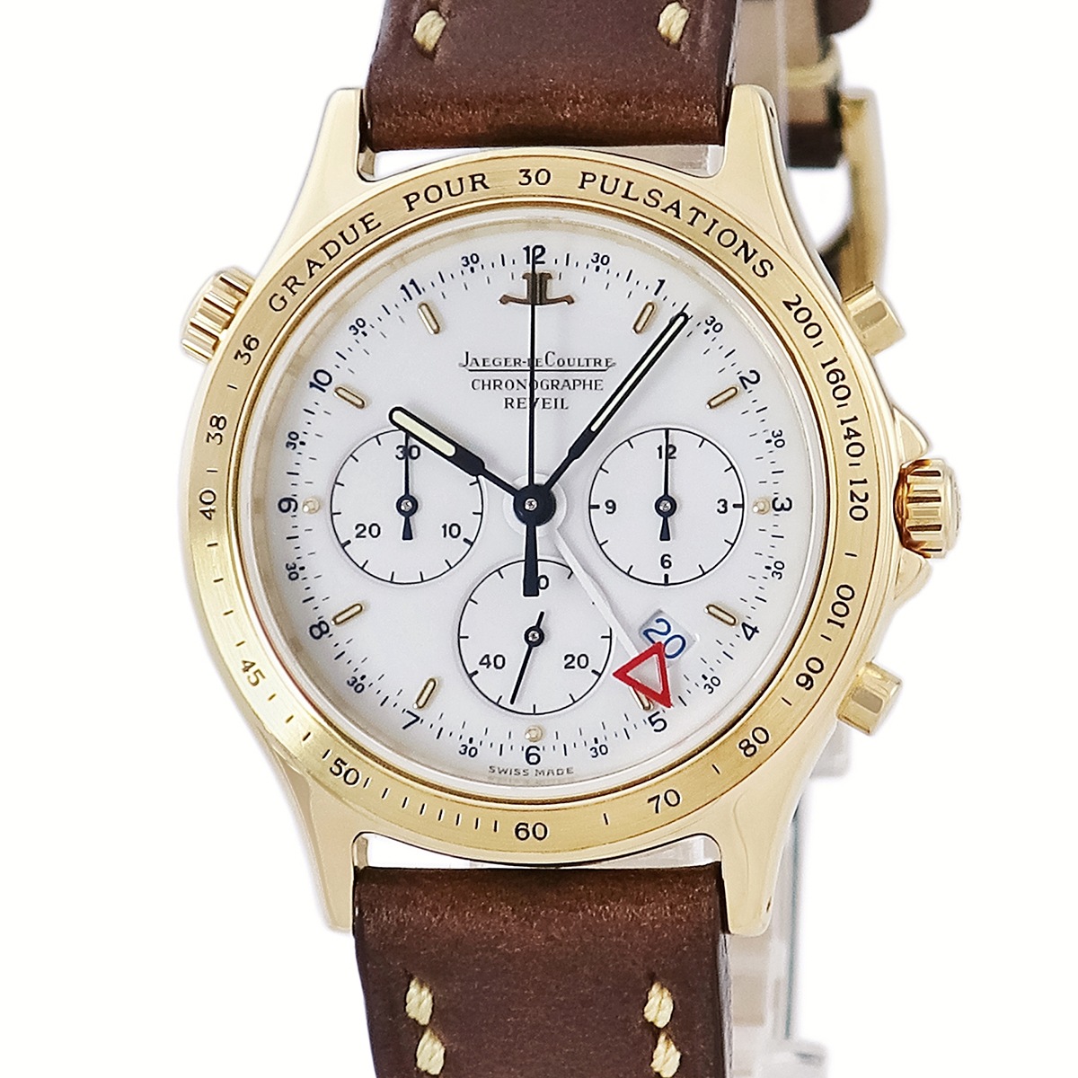 へライオン クロノ レヴイユ 116.1.33 クオーツ メンズ メーカーOH済 K18YG無垢 ホワイト 3年保証