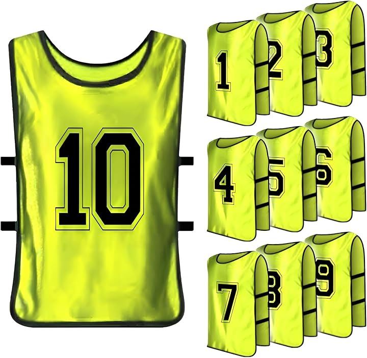 ビブス 大人用 番号入り 10枚セット 男女兼用 イベント スポーツ 練習試合( イエロー) 4,817円