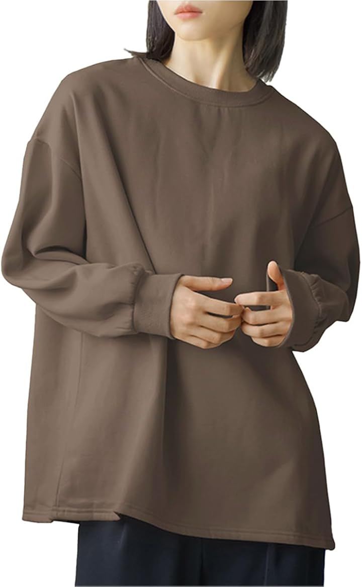 トレーナー レディース パーカー スウェット 裏起毛 冬服 かわいい 韓国ファッション ゆったり 大きいサイズ 暖かい おしゃれ プルオーバー 50代 秋 (裏起毛 ブラウン, M)