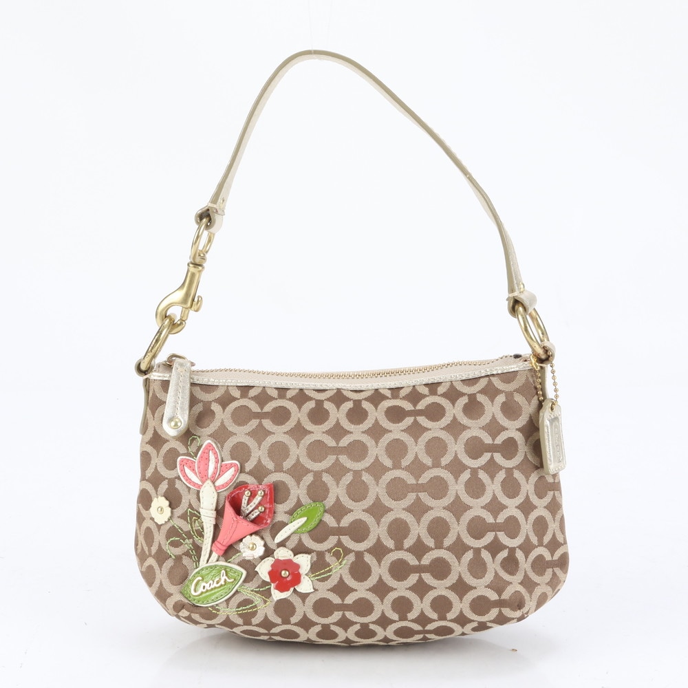 極美品 オプアート フラワー モチーフ 42486 レザー×ナイロン ショルダーバッグ 肩掛け トート ハンド レディース RUE CQ20-1 中古