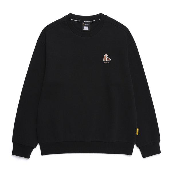 N251USW940 動物ワッペン セミオーバーフィット トレーナー CARBON BLACK