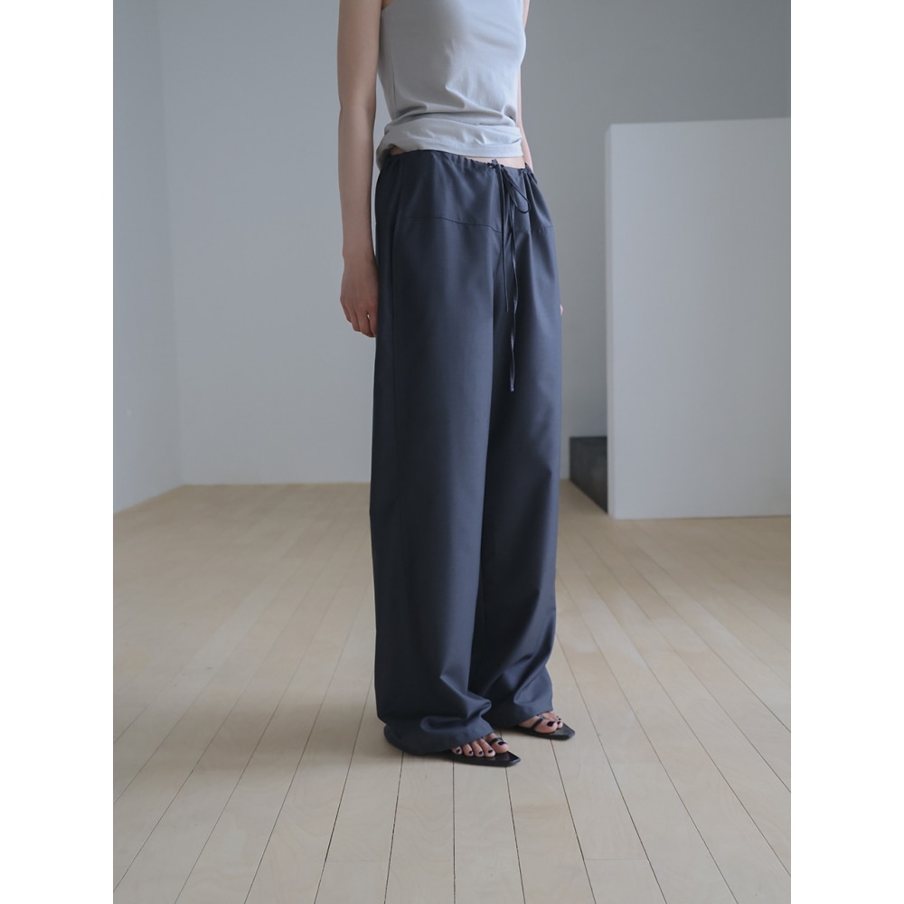 LYNTE ウエストバンドフリースラックスチャコール