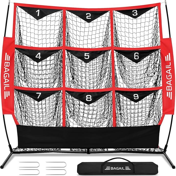 野球ネット ピッチングネット バッティングネット サッカーネット 野球練習用 野球ピッチング練習用 サッカーピッチング練習用 防球網 飛散防止網 軟式(レッド, 1.51x1.51M)