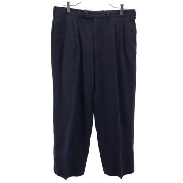 イタリア製 ウールブレンド スラックスパンツ ネイビー メンズ
