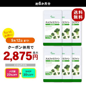 【メガ割セール】 スルフォラファン 約1か月分6袋 C-100-6 サプリ ダイエットサプリメント 15g(250mg 60カプセル) 6袋