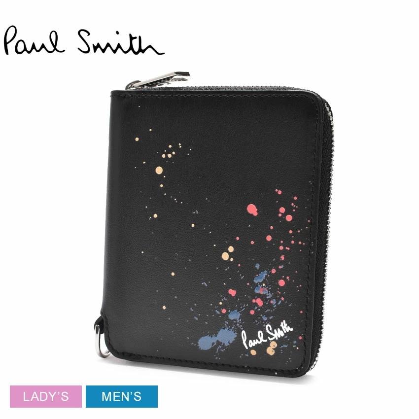 WALLET BIFOLD PR PRINT M1A-6702-KSPLAT メンズ レディース ウォレット 本革 ブランド シンプル ロゴ カジュアル ジップ ファスナー ペイント