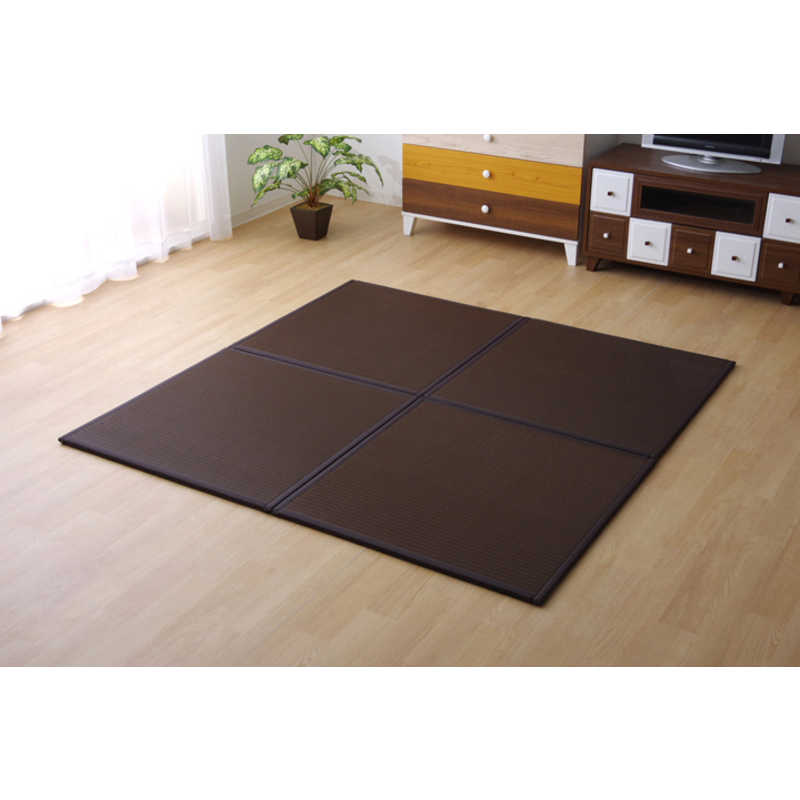 イケヒコ　ユニット畳　スカッシュBR U畳 4枚セット（／82×82×1.7cm／連結ジョイント付き）