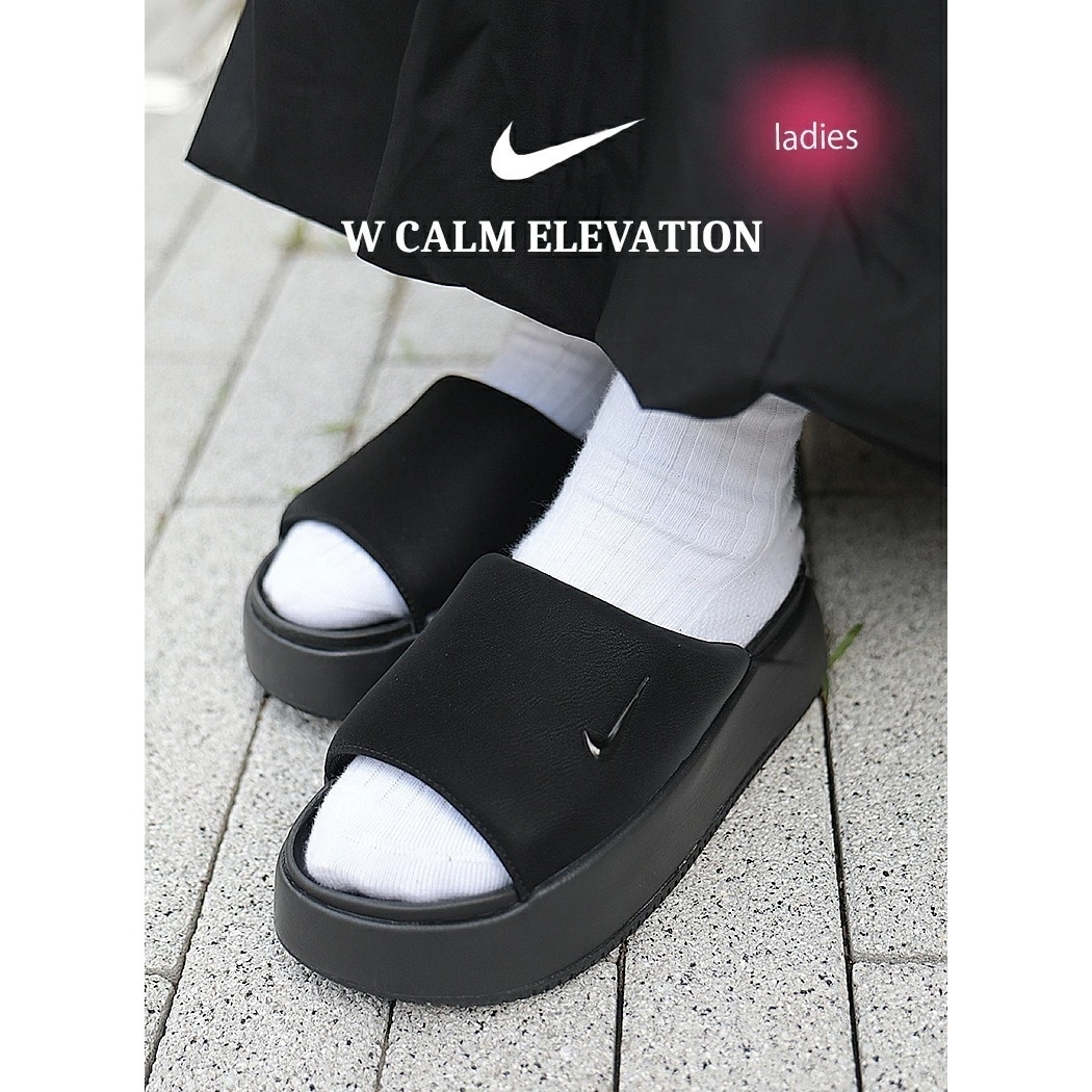 NIKE ナイキ ウィメンズ カーム エレベーション サンダル W CALM ELEVATION TRIPLE BLACK ( 厚底 かわいい おしゃれ ブラック 黒 メンズ レディース HJ5601