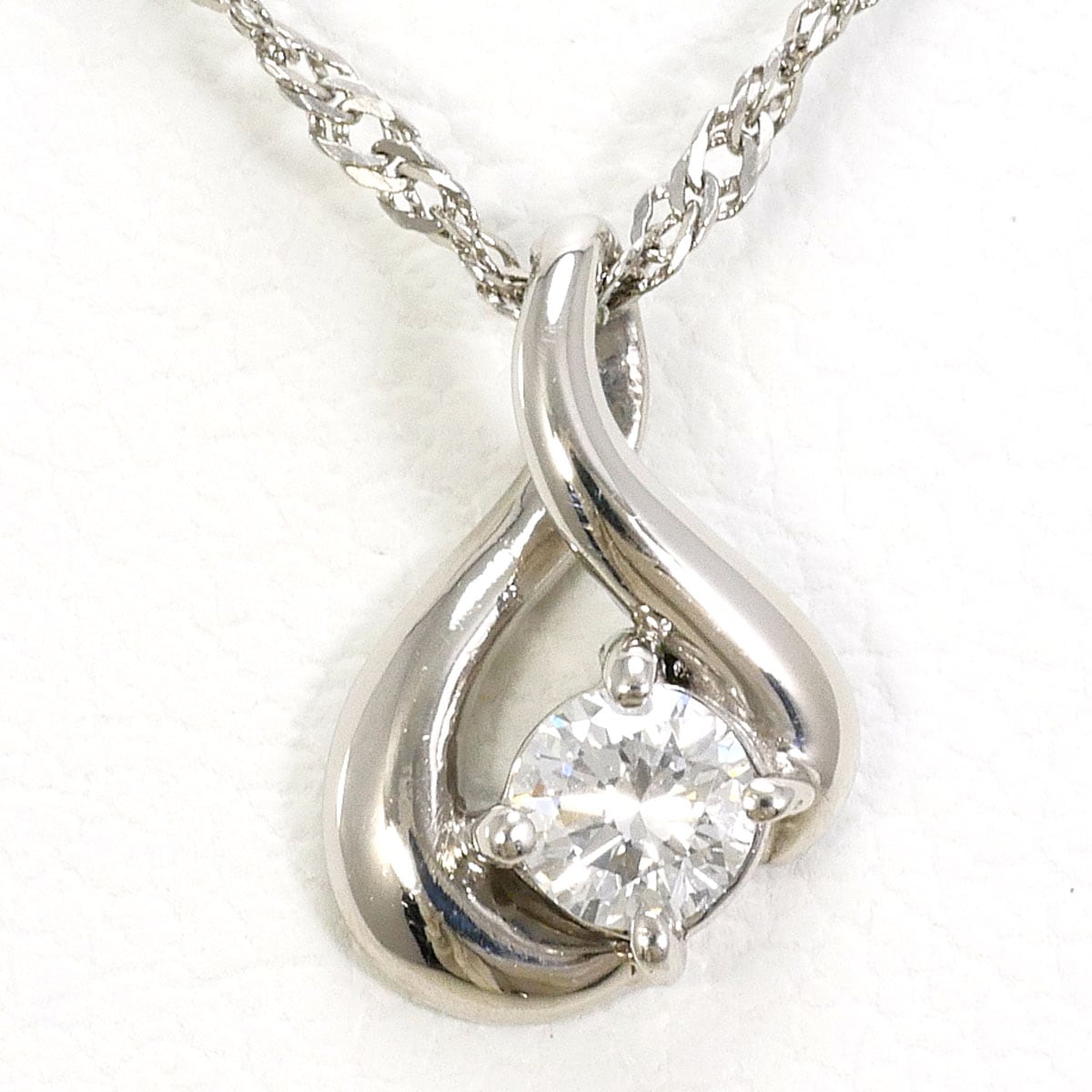 エル PT プラチナ PT850 プラチナ ネックレス ダイヤモンド 0.1ct 総重量約2.0g 約41cm 中古