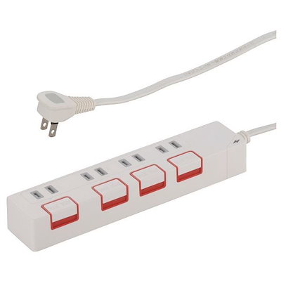 他サイト： HS-K1187W [雷ガード&個別押しボタンスイッチ付き 節電タップ 4個口 1.5m]の商品画像
