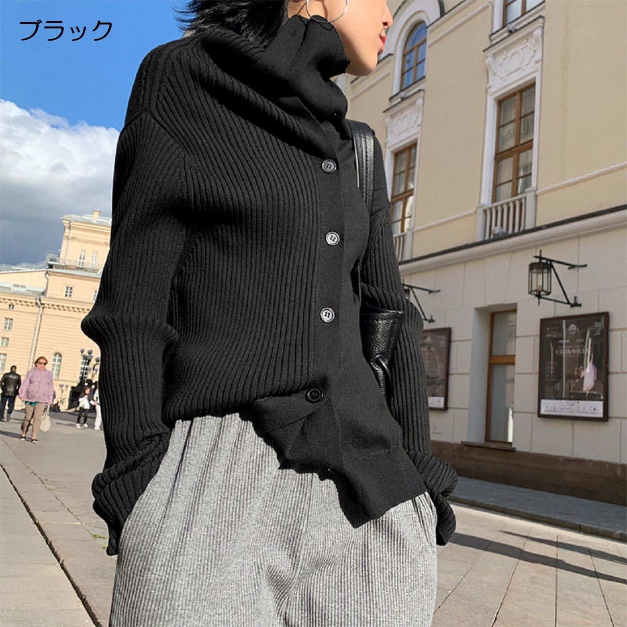 ハイネックセーター ニット 2色 長袖 ファッショナブル おしゃれ スタイリッシュ マニッシュ レデ