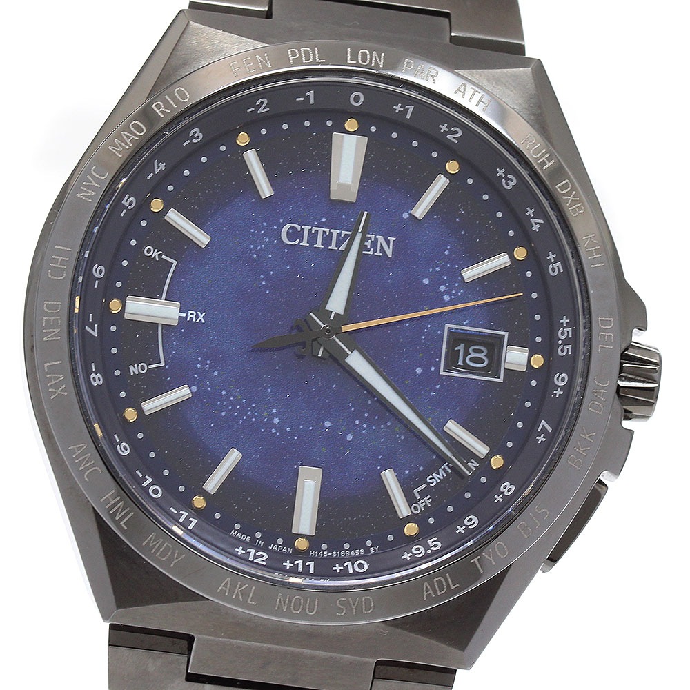 シチズン CITIZEN CB0219-50L/H145-S123704 アテッサ コズミックブルーコレクション チタニウム技術50周年記念 ソーラー電波 美品 _909886【中古】
