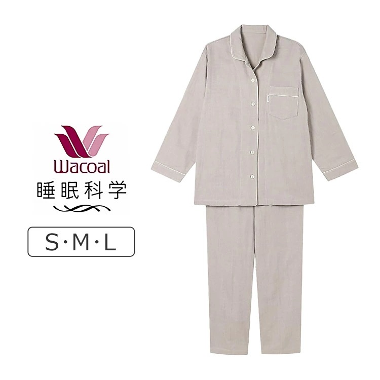 ワコール 睡眠科学 パジャマ 上下セット レディース 三重ガーゼ 綿100% 10分丈 10分袖 S/M/L YDX567
