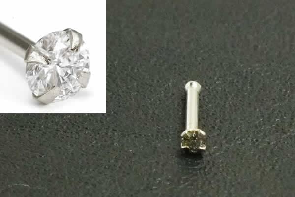 14金 ホワイトゴールド ダイヤモンド 鼻ピアス 20G 大きい ダイヤ 品質 クラリティ SI 3.0mm 20ゲージ 本物 メンズ レディース プレゼント ノストリル w14-si-nst-30