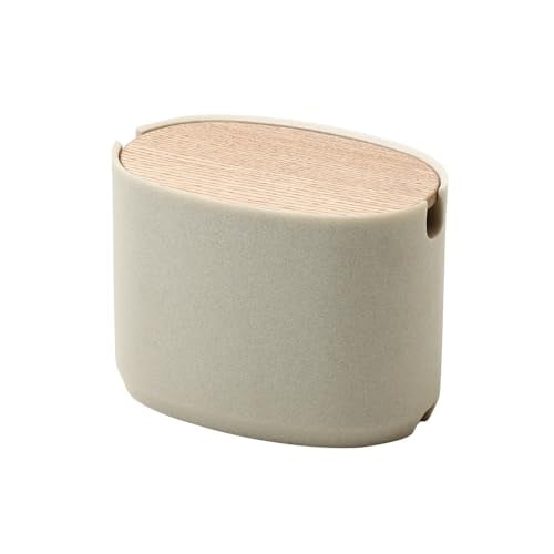 ideaco (イデアコ) ケーブル ボックス 卓上 幅18奥行12高さ13.5cm Oval Box Cable Storage stone sand white/オーバルボックス コード収納
