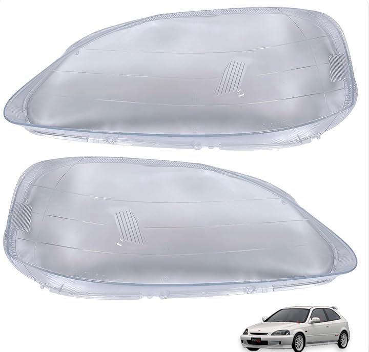 互換品シビック ヘッドライト レンズ 後期 EK9 EK2 EK3 EK4 EK5 1999 2000 2001 交換 リペア 劣化 飛び石 ひび 黄ばみ (左右セット)