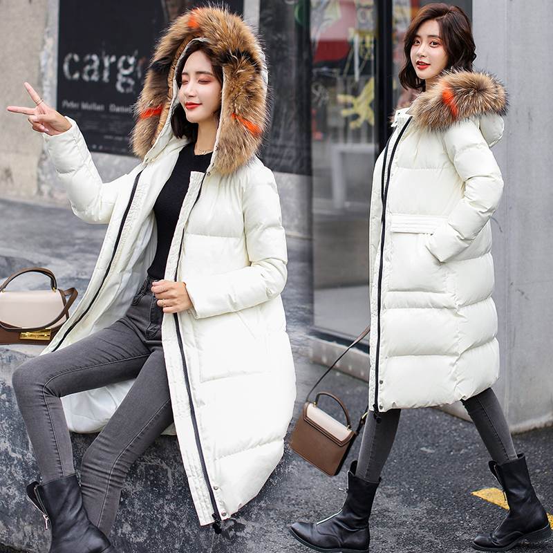 ダウン コート レディース ロング ファー 白 冬 オーバー サイズ きれいめ カジュアル ボリューム ラクーン フード 飾り アウトドア 着回し 暖かい 防寒 かわいい シンプル インスタ映え 大人