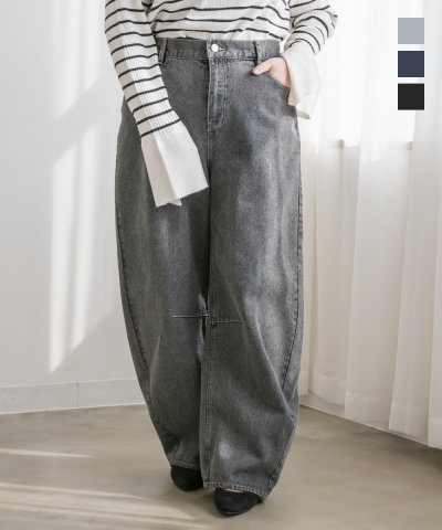 大きいサイズ レディース LL 3L 4L XL XXL XXXL CLETTEオリジナルバレルレッグデニムパンツ