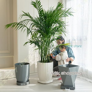 短納期 プランター 植木鉢 北欧 鉢カバー 樹脂 底に水抜き穴あり シンプル 移動受皿付き 観葉植物 ハーブ 花栽培適用 大口径 大型 リビング 事務室 ベランダ 家