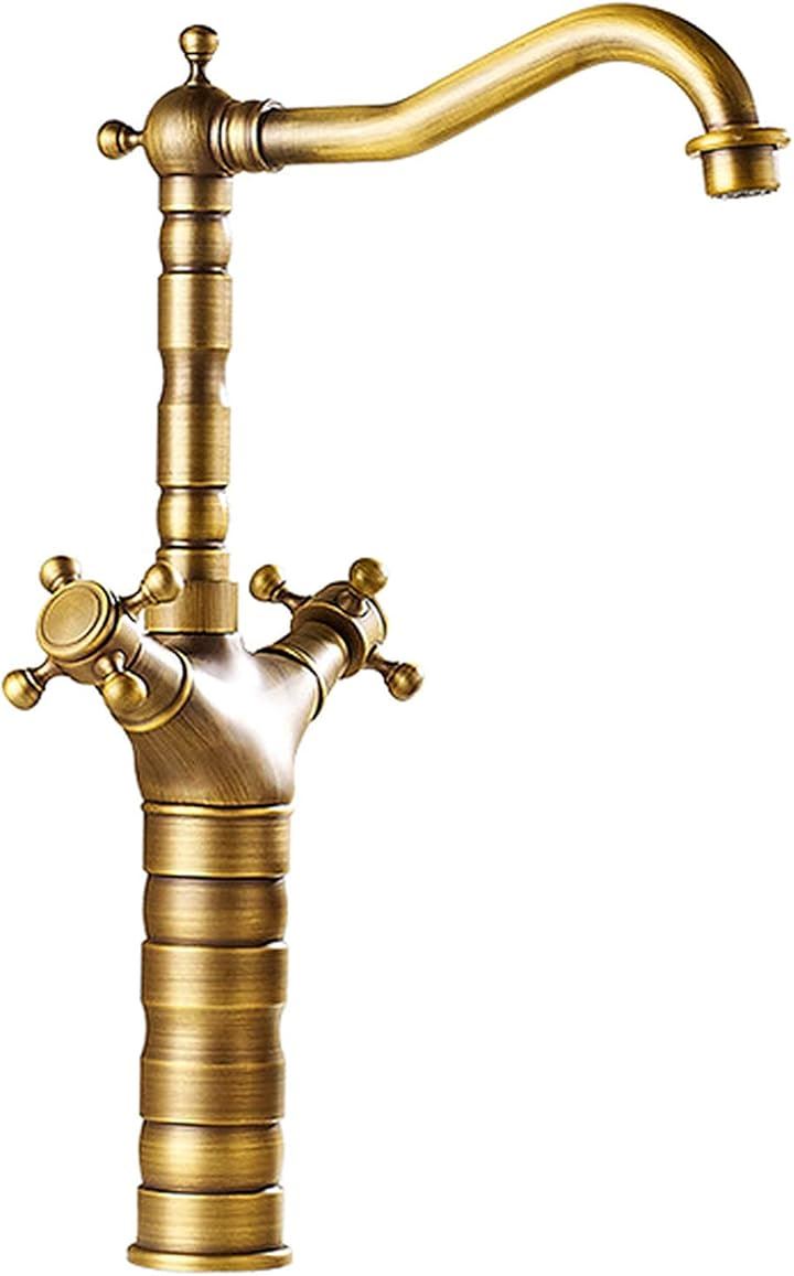 洗面用 アンティーク 混合水栓 蛇口 2ハンドル 洗面台 ロング水栓 手洗い鉢 トール水栓 手洗いボウル クロスハンドル SK51