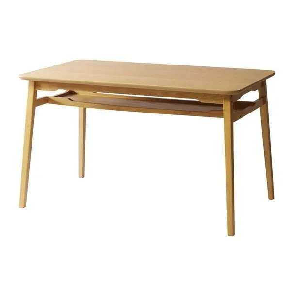 ダイニングテーブル 4人用 レトロ 棚付 おしゃれ 木製 ナチュラルモダン 天然木 120cm ダイニング 食卓 机 テーブル デスク