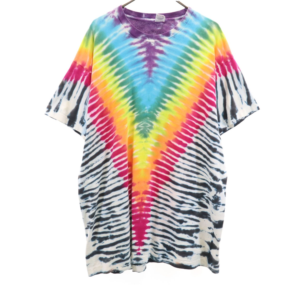 90s USA製 オールド タイダイ染め 半袖 Tシャツ XL マルチ シングルステッチ メンズ 古着