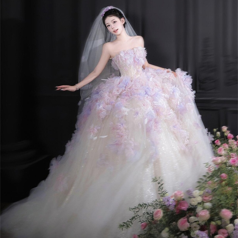 【人気】花飾り ピンク ウェディングドレス 綺麗 オフショルダー フリル ドレス パーティー フォーマル 結婚式 演奏会 ウェディング 発表会 成人式 ロングドレス 二次会 卒業式 花嫁 17,221円