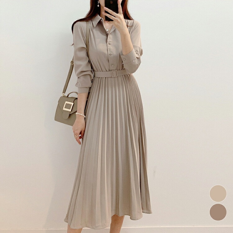 ワンピース 長袖 プリーツ プリーツワンピース レディース 春 夏 秋 冬 長袖ワンピース 裏地付き ロング マキシ ロングワンピース マキシワンピース シャーリング 大きいサイズ きれいめ お