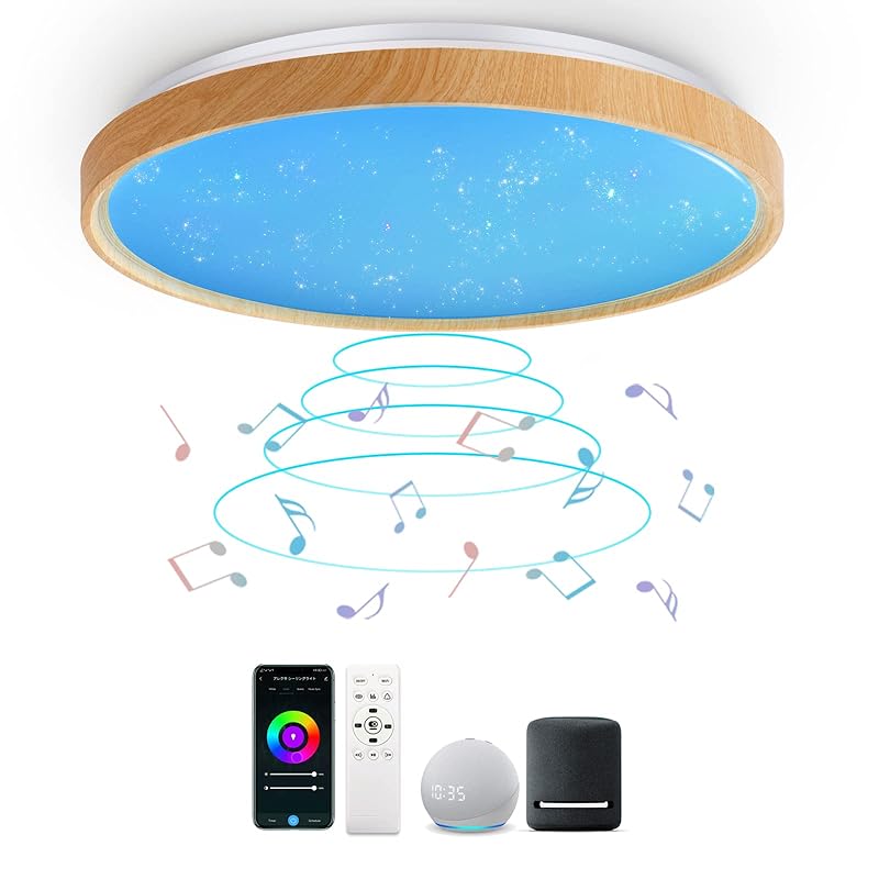 CHYSONGOODS シーリングライト Alexa 対応 Google Home対応 内蔵のBluetoothスピーカー リモコン付き RGB 調光 調色 おしゃれ マルチフ 和室 居間 寝室