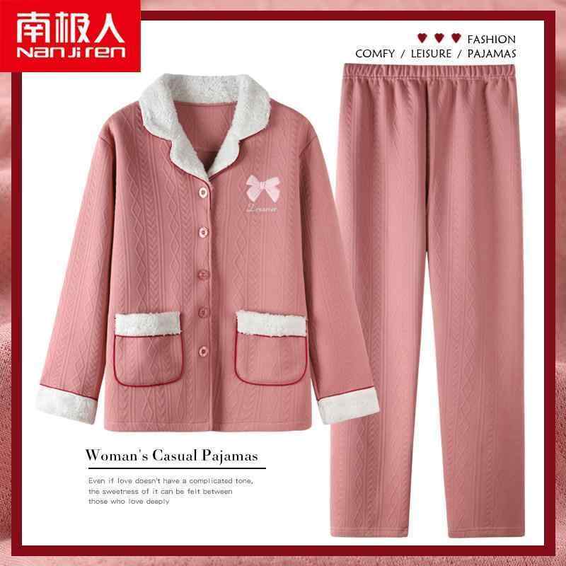 コットン 秋 冬 春 パジャマ ナイトウェア ルームウェア エア 女性 厚手 綿 ホーム 服 サンドイッチ 薄い キルト 綿
