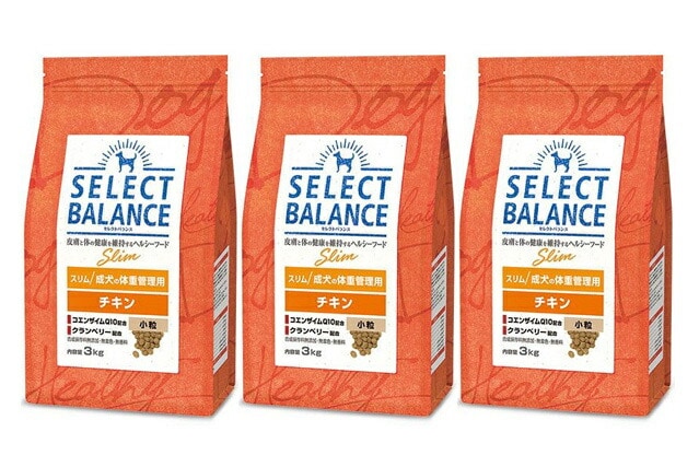 セレクトバランス スリム チキン 小粒 成犬の体重管理用 3kg 3個セット