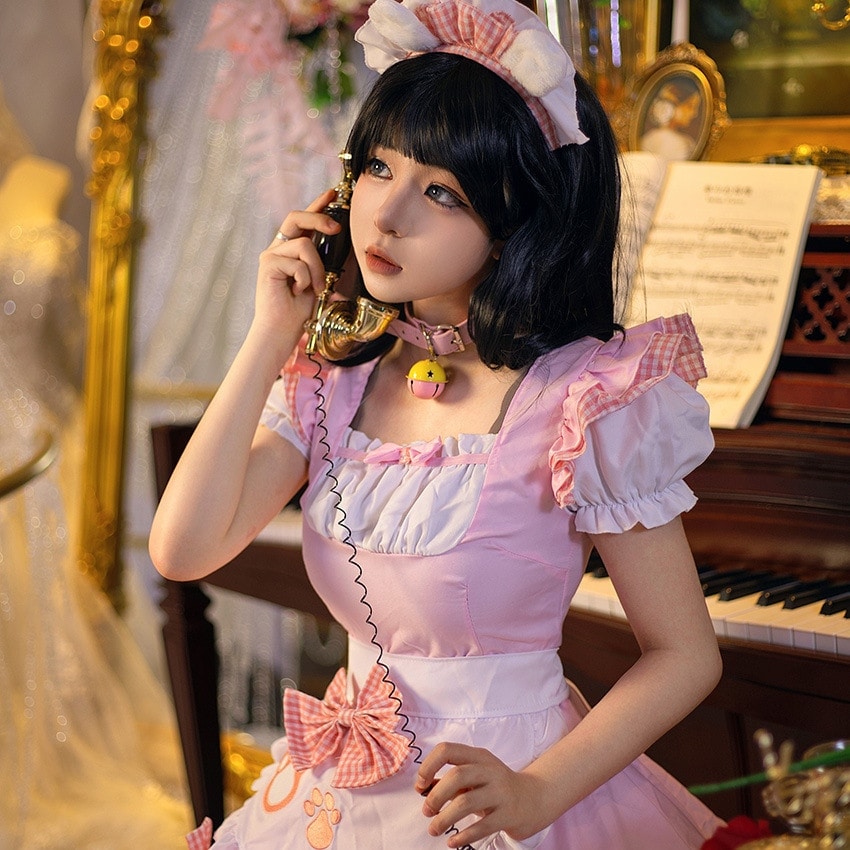 【3日出荷】アニメコスプレ 猫耳メイド服 クラシック白黒 メイドコスチューム パフォーマンス衣装
