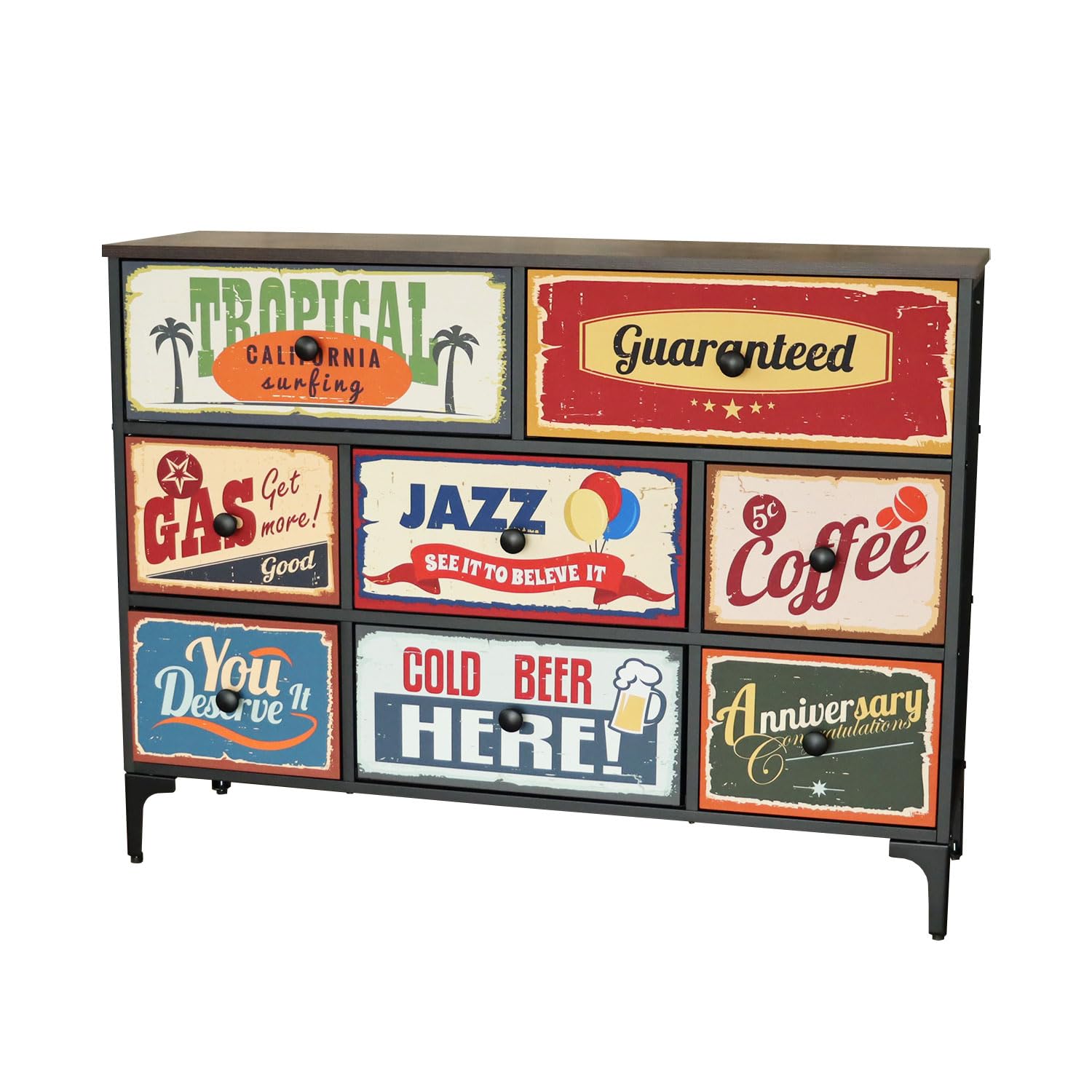 リビングチェスト 幅103 奥行30 高さ77.5 引出 3段 アメリカン インダストリアル ファブリックチェスト プラスワン