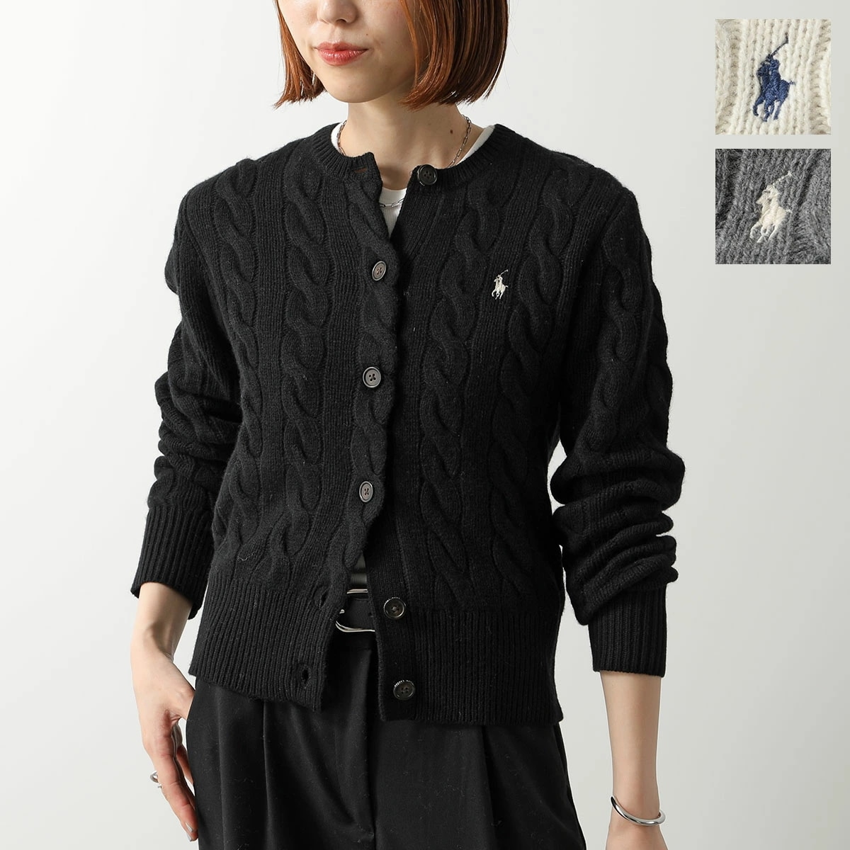 Polo Ralph Lauren ポロラルフローレン カーディガン 211972104 レディース ウール カシミヤ ケーブル ニット 長袖 クルーネック ポニー刺 カラー3色