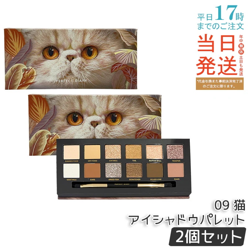 【2個セット】PERFECT DIARY 12色アイシャドウパレット 猫ブラウン・チョコレート系12色 初心者にも使いやすい ナチュラルグラデーション ミラー＆ブラシ付き