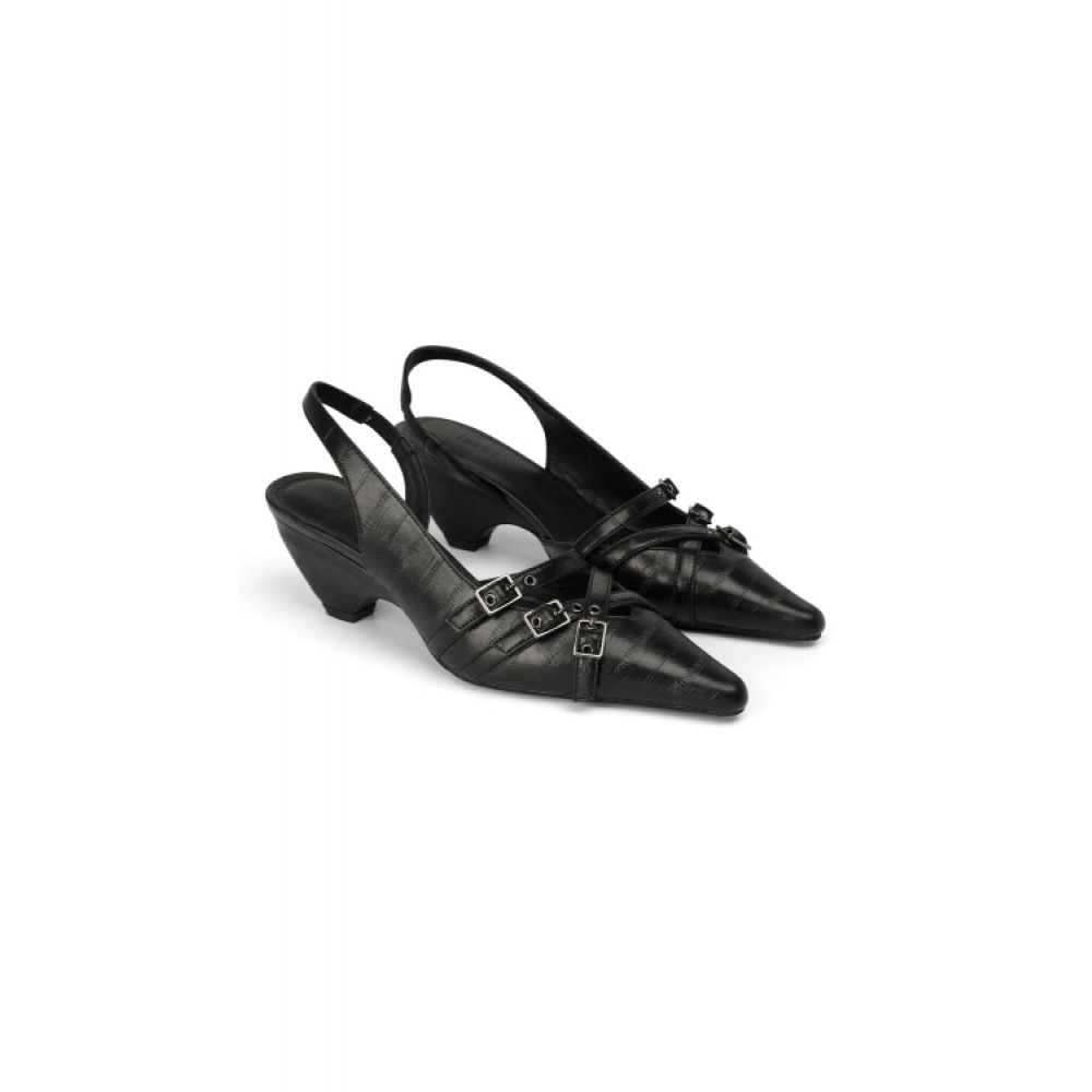 DEINET バックルストラップスリングバックブラック