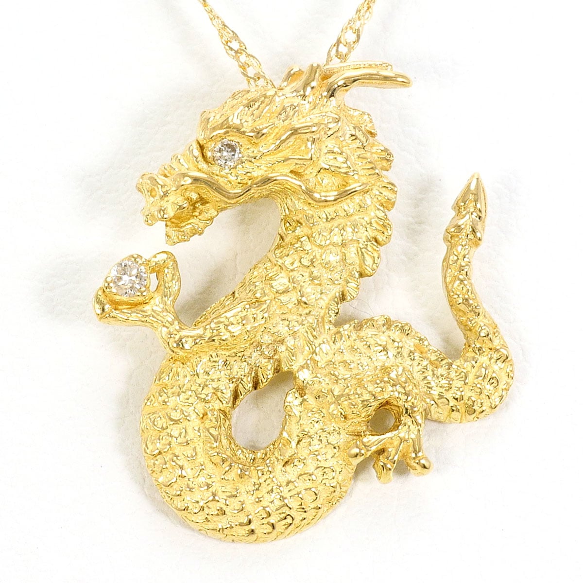K18 18金 YG イエローゴールド ネックレス ダイヤモンド 0.03ct 総重量約2.8g 約40cm 中古