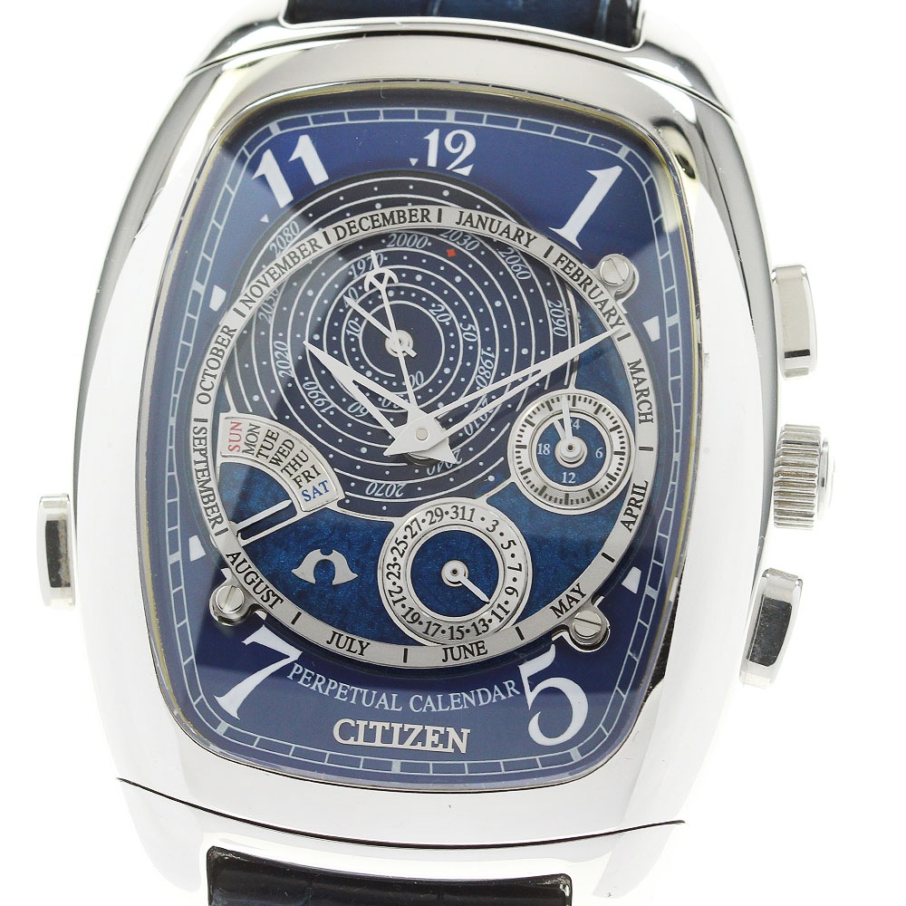 訳あり シチズン CITIZEN 6702-T001432 カンパノラ 2002年限定 パーペチュアルカレンダー クォーツ メンズ 箱付き_819950【中古】
