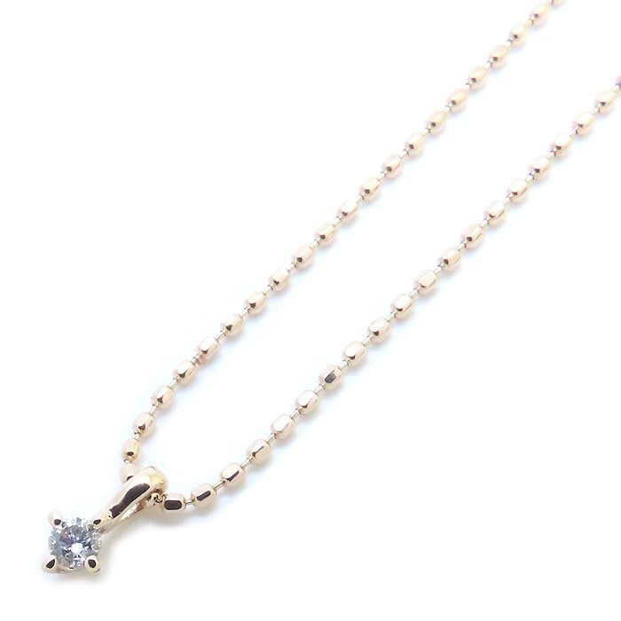 ダイヤモンド ネックレス 一粒ダイヤモンド K10PG ピンクゴールド レディース/76221【中古】