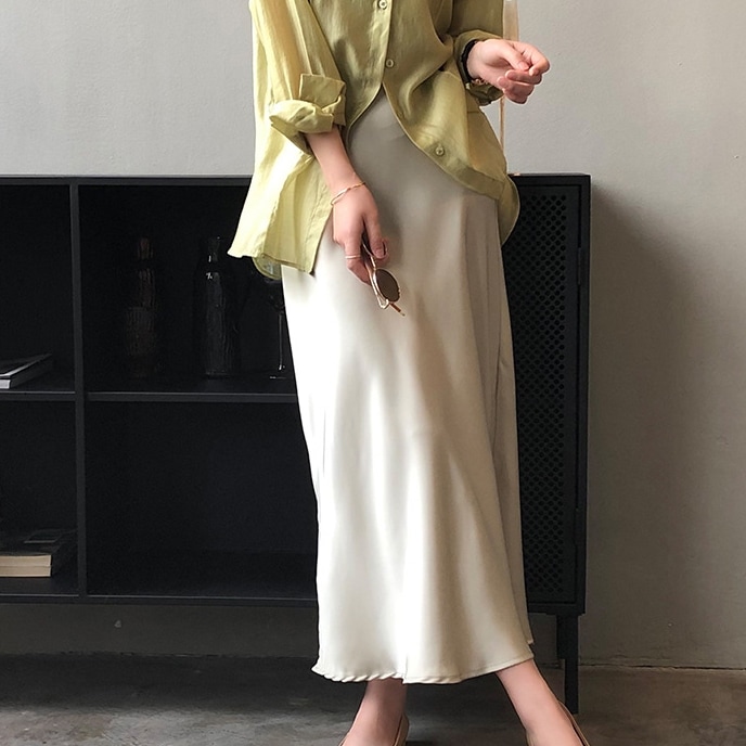 スカート ロングスカート ロング ロング丈 セミフレア Aライン スリット サイドスリット ハイウエスト かわいい 大人可愛い きれいめ シンプル 大人 上品 おしゃれ お洒落 アジアン エスニック