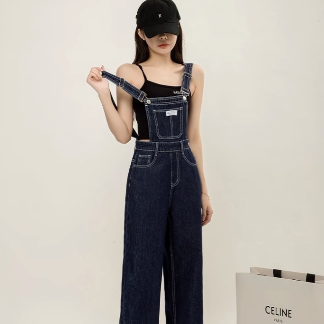 パンツ サロペット ストレートパンツ ロング ロング丈 ポケット ハイウエスト デニム ブルーデニム かわいい 大人可愛い シンプル カジュアル おしゃれ アジアン エスニック エキゾチック ラフ 6,619円