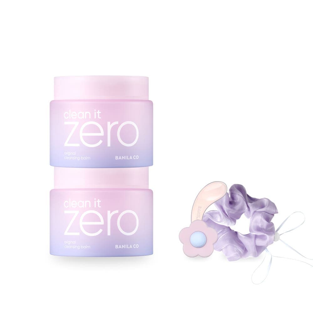 クリーンイットゼロ オリジナル クレンジングバーム 180ml 2個セット（エアリーブラッサム スパチュラセット＋リボンスクランチ） #Airy blossom