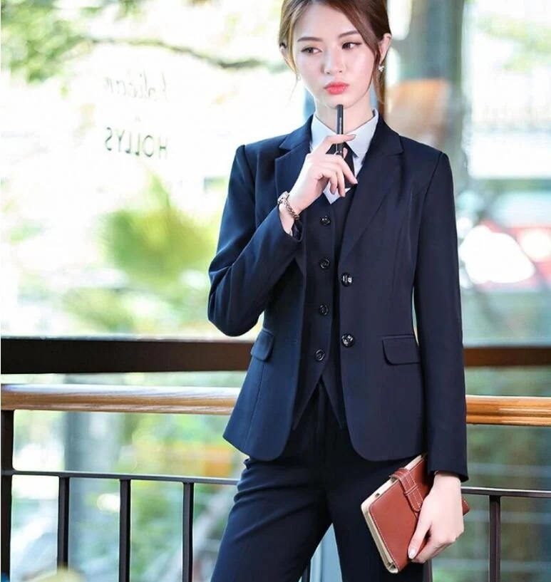 激安 お得な4点セット ジャケット+ベスト+長袖シャツ+パンツ スカート 二つボタンスーツ 通勤 OL