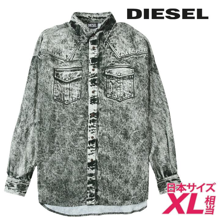 長袖シャツ メンズ S-KANG デニム風プリント トロンプルイユ die-m-t-g4-100