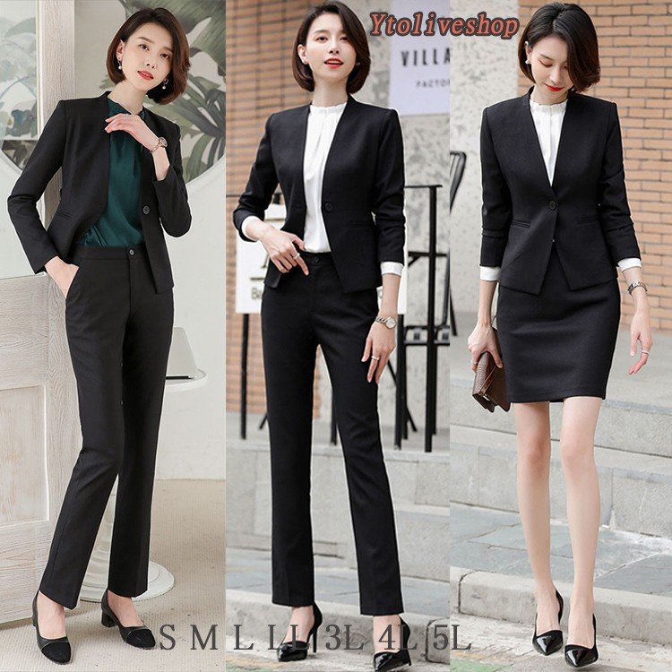 スーツ レディース ノーカラージャケット パンツスーツ スカートスーツ 2点セット オフィス 大きい